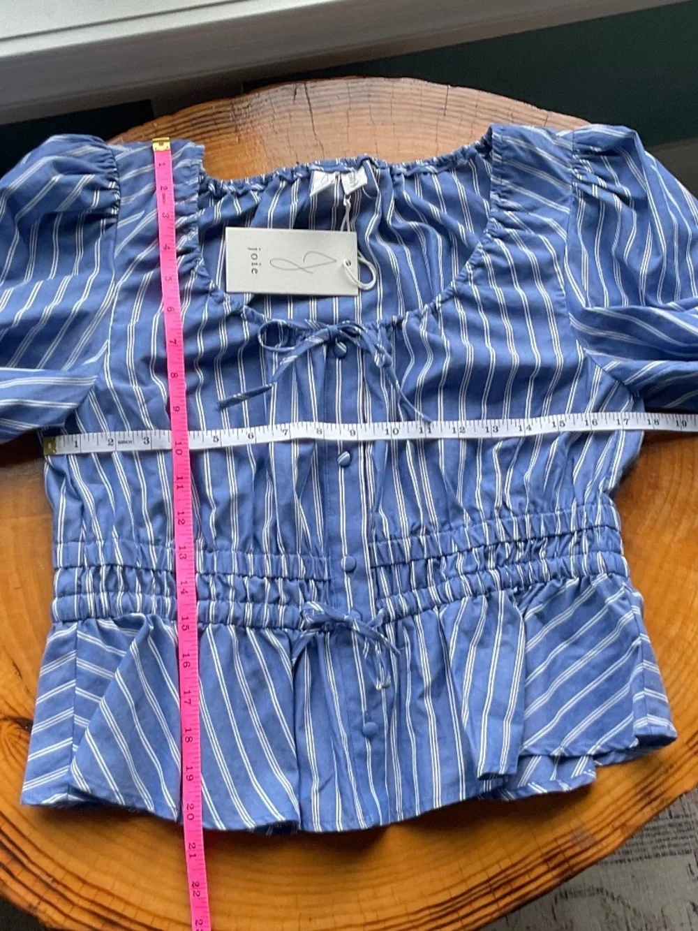Joie Blue & White Striped Peplum Blouse NWT
